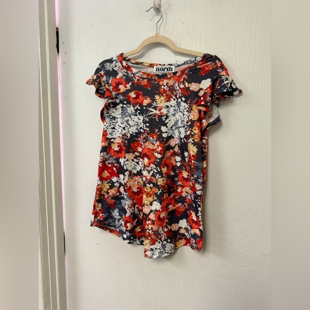 One Eleven North Floral Feminine Top Autumn Multicolor Blouse Size Small - Picture 2 of 5